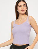 Madame Sleeveless Solid Mauve Sweater