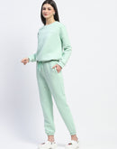 mSECRET Cotton Blend Textured Top and Bottom Green Night Suit