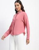 Madame Collar And Sleeve Embellished Dusty Pink Shirt