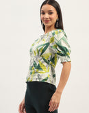 Madame Botanical Print Cotton Lime Top