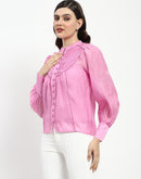 Madame Bridgerton Lacework Pleated Nylon Mauve Shirt