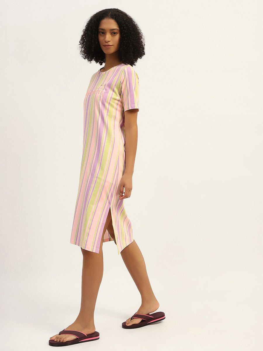 mSECRET Striped Pink Cotton Night Dress