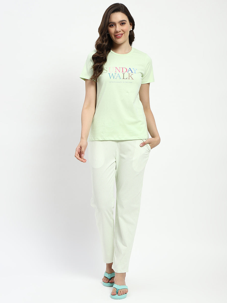 mSECRET 3 Piece Lime Green Cotton Nightsuit