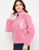 Madame Taffeta Patch Zipped Pink Fur Sweatshirt