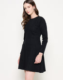 Madame Black A-line Cotton Blend Denim Dress