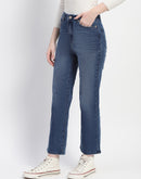 Madame Straight Fit Mid Blue Whiskered Denim