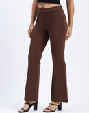 Madame Single Pleated Brown Flared Trousers