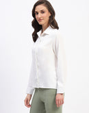 Madame Button Down Solid White Shirt