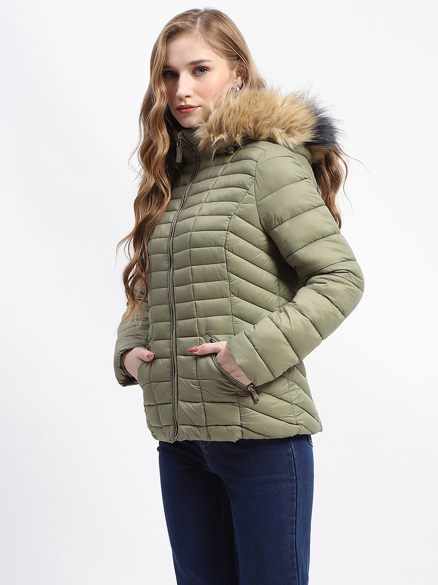 Madame Faux Fur Trimmed Hood Quilted Mauve Puffer Jacket