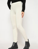 Madame Skinny Fit Solid Off White Tights