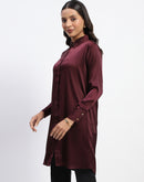 Madame Button Down Long Wine Shirt