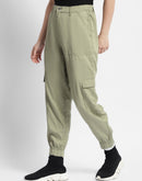 Madame Tapered Fit Olive Green Mid Rise Cargo Joggers