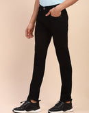 Camla Barcelona Skinny Fit Solid Black Cotton Straight Denim