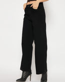 Madame Cotton Blend Wide Leg Black Denim Jeans