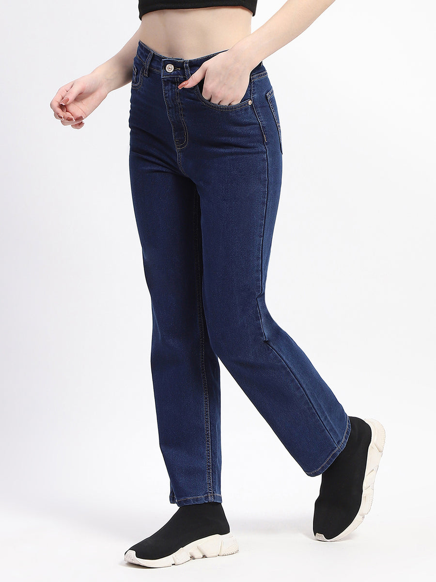 Madame Straight-Fit Dark Blue Cotton Jeans