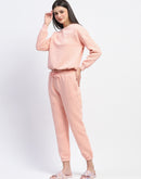 mSECRET Cotton Blend Textured Top and Bottom Peach Night Suit