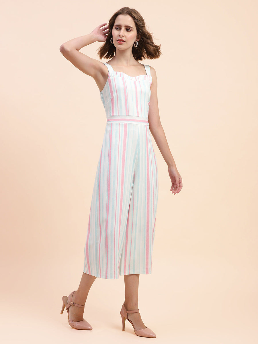 Camla Barcelona Striped White Jumpsuit