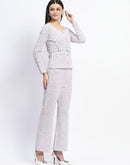 Madame Knitted Buttoned and Belted Top and Bottom Lavender Co-ord Set