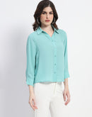 Madame Button-Down Collared Jade Green Shirt