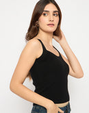 Madame Sleeveless Solid Black Sweater