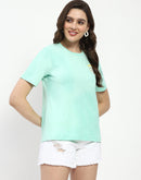 Madame 3D Print Monochromatic Cotton Mint T-Shirt