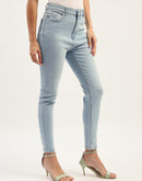 Madame Skinny Fit Raw Hem Cotton Ice Blue Denim