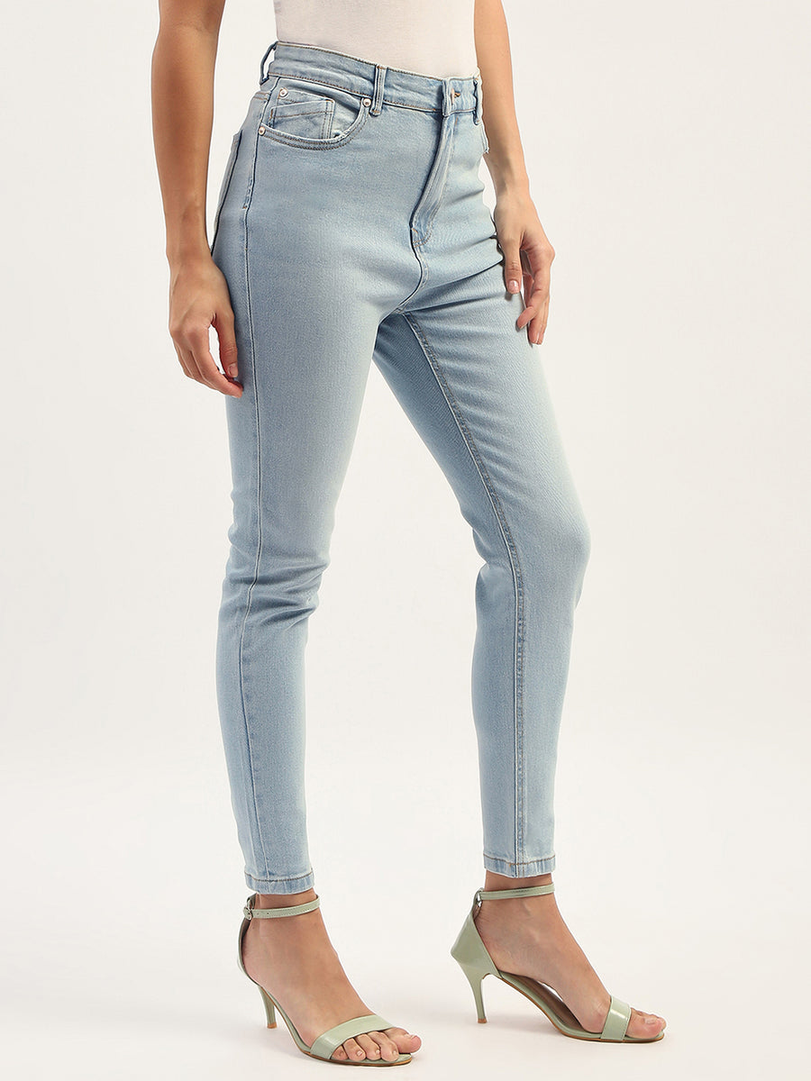 Madame Skinny Fit Raw Hem Cotton Ice Blue Denim