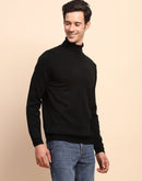 Camla Barcelona High Neck Solid Black Sweater