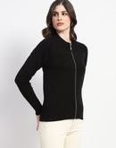 Madame Black Mock Neck Knit Sweater