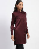 Madame Button Down Long Wine Shirt