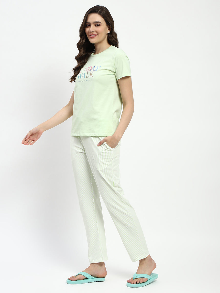 mSECRET 3 Piece Lime Green Cotton Nightsuit