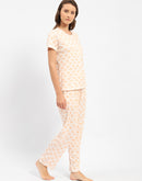 mSECRET Orange Half Sleeve Geometric Print Nightsuit Set