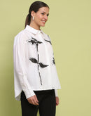 Madame Placement Printed White Cotton Shirt