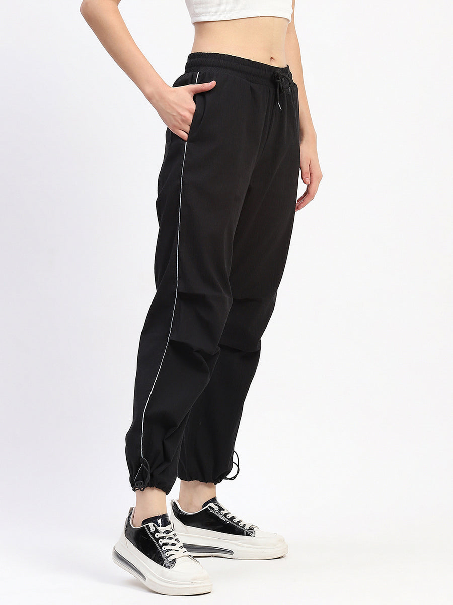 mSECRET Bottom Drawstring Elasticated Waist Solid Black Sweatpants