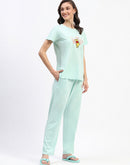 mSECRET Disney Typography Cotton Mint Night Suit Set