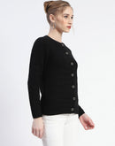 Madame Black Cable Knit Button Down Cardigan