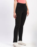 mSECRET Elasticated Waistband Pleated Straight Fit Black Track Bottoms