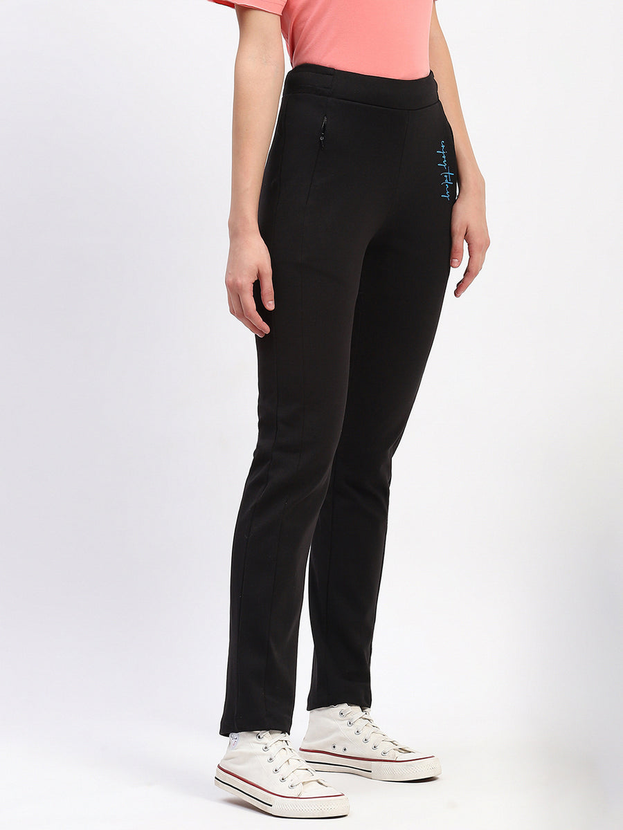 mSECRET Elasticated Waistband Pleated Straight Fit Black Track Bottoms