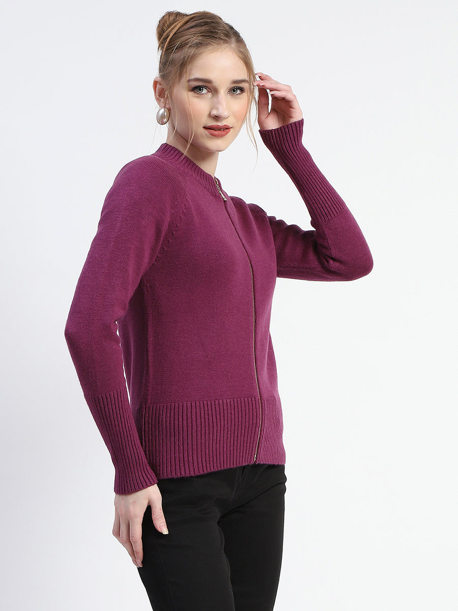 Madame Purple Full-Zip Knit Sweater