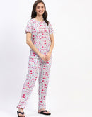 mSECRET Floral Print Sky Blue Night Suit Set