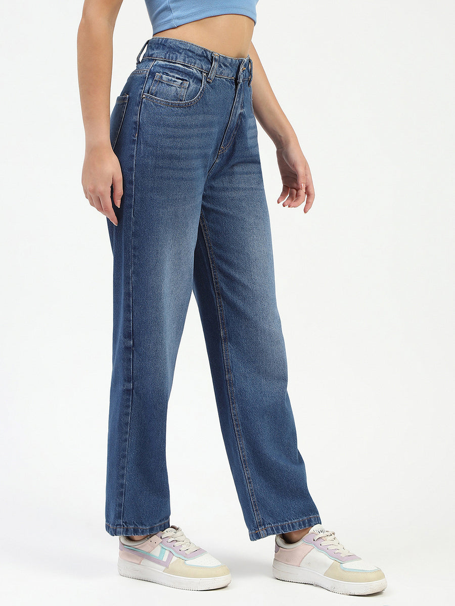 Madame Blue Straight Leg Cotton Denim Jeans