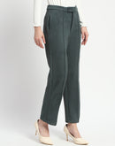 Madame Solid Green Pleated Gurkha Trousers