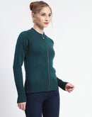 Madame Green Full-Zip Knit Sweater