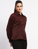 Madame Wine Embellished Collar Button-Up Shirt