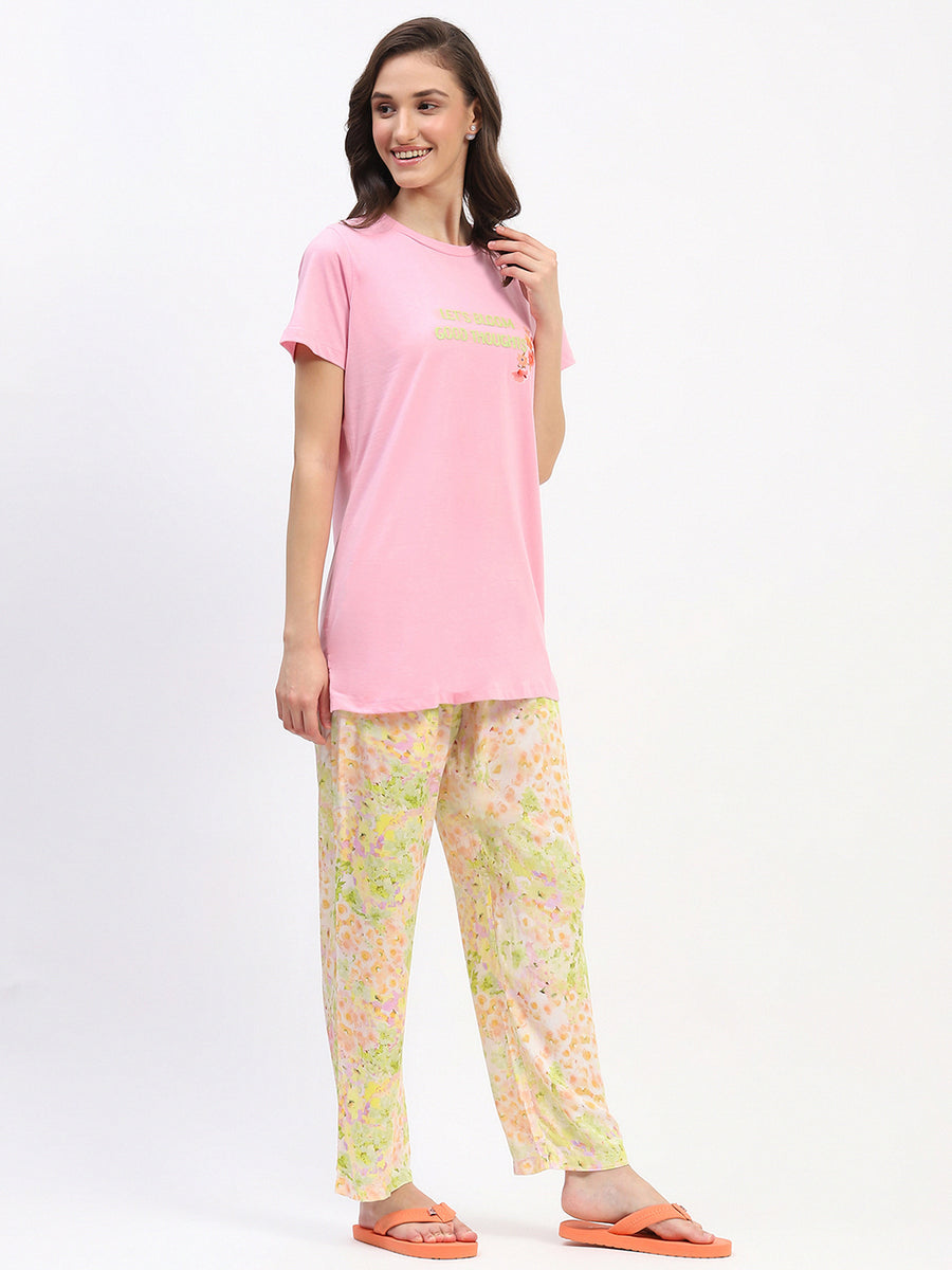 mSECRET Pink Graphic Tee and Floral Print Pajama Set