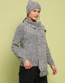 Madame Self Design Regular Fit Grey Sweater