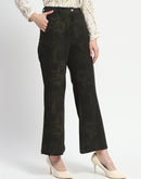 Madame Jacquard Straight Fit Green Trousers