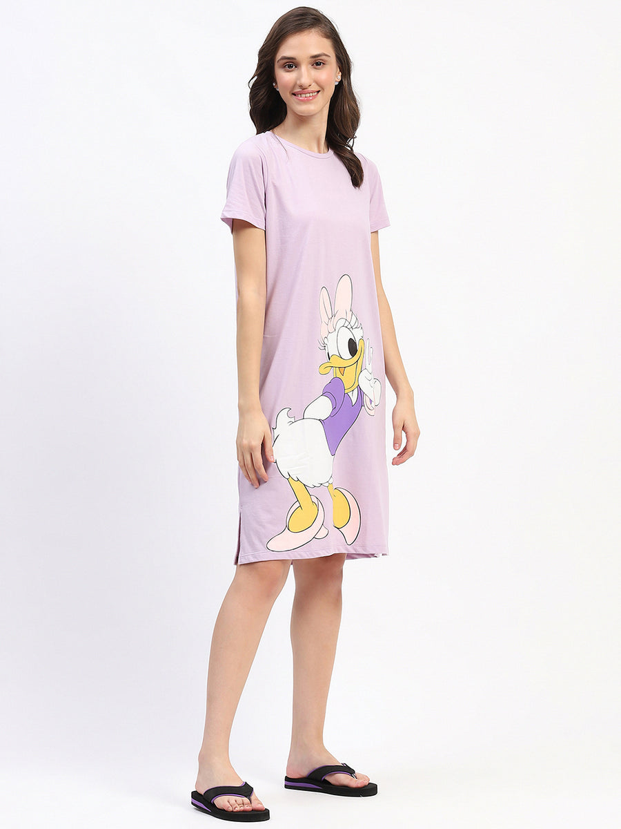 mSECRET Disney Graphic Print Cotton Lilac Sleep shirt