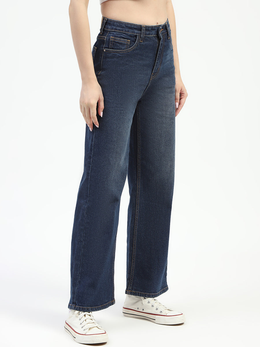 Madame Blue Wide-Leg Cotton Jeans