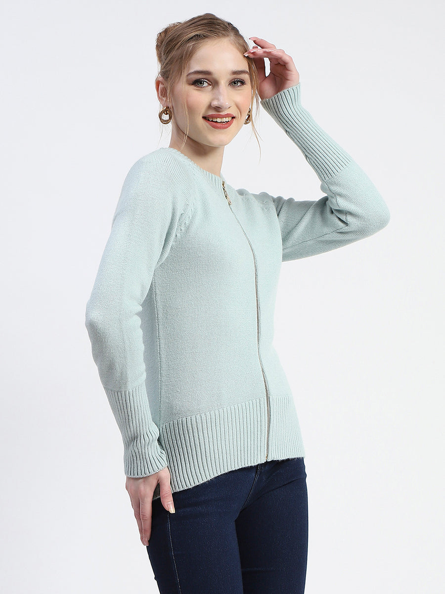 Madame Mint Full-Zip Knit Sweater